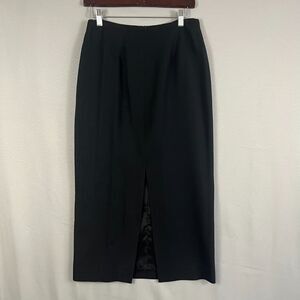 Wheaton & Katz Long Pencil Skirt Womens 10 Black 100% Wool Lined Office Career